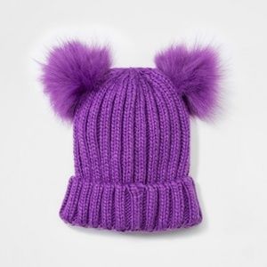 Girls' Faux Fur Pom Beanie - Cat & Jack™ One Size